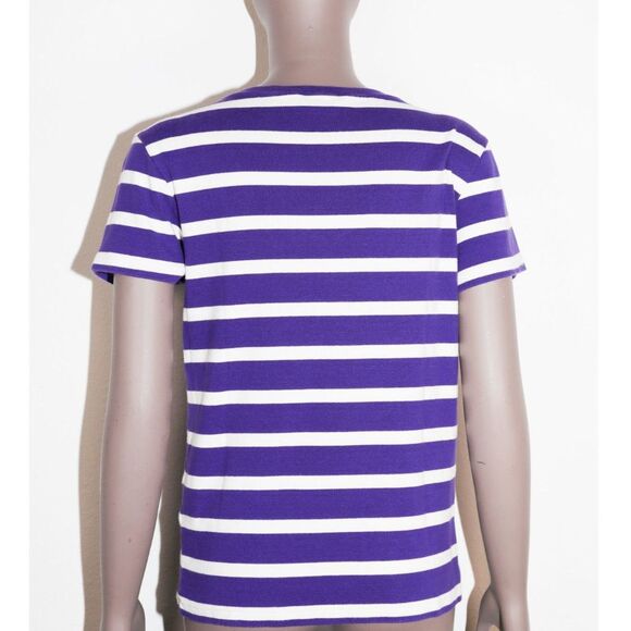Ralph Lauren Sport Preppy Striped V Neck Short Sleeve Top Size Medium - Picture 2 of 3